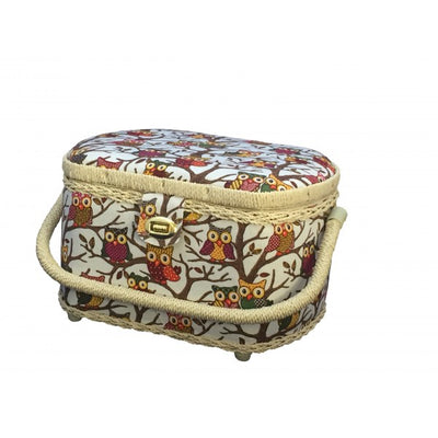 Michley Large Premium Owl-patterned Sewing Basket with 41-PC Sewing Kit, 10.5-inches by 8-inches by 6.7-inches