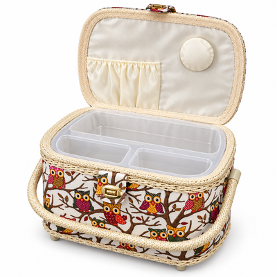 Michley Replacement Organizer Tray for Large Owl-Patterned Sewing Basket – 3 Compartments