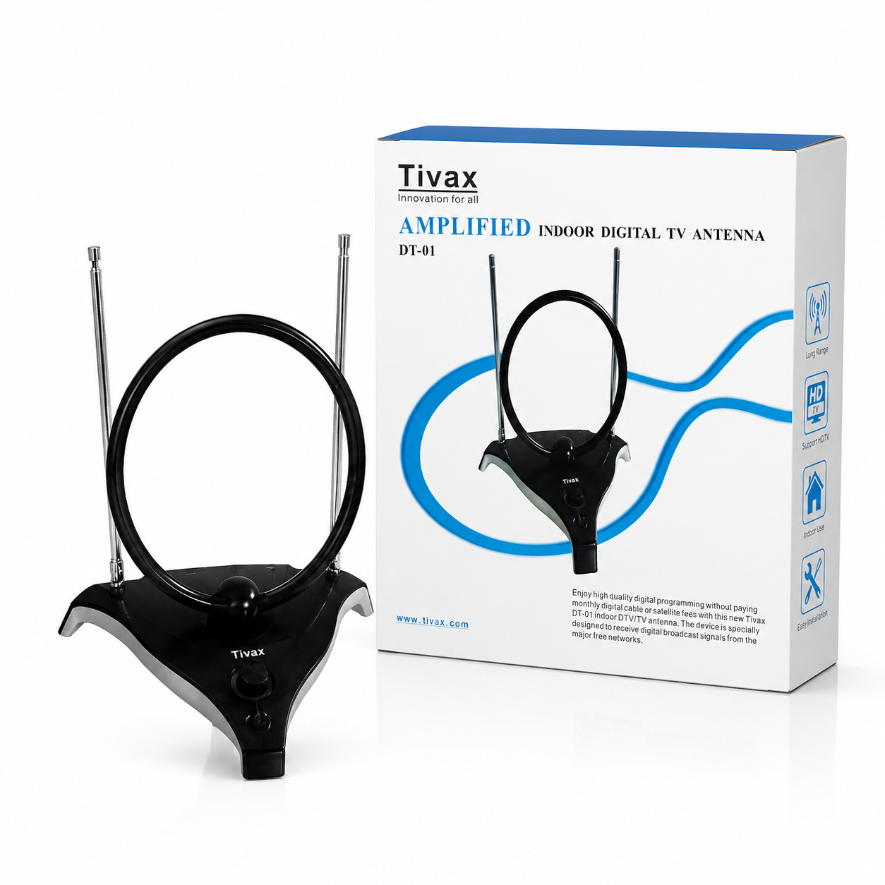 Tivax DT-01 Amplified Indoor Digital TV Antenna
