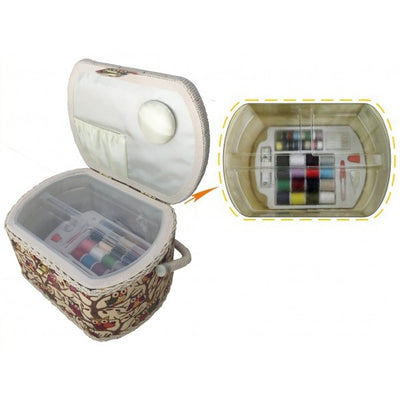 Owl-patterned sewing basket with 41-pc sewing kit FS-096