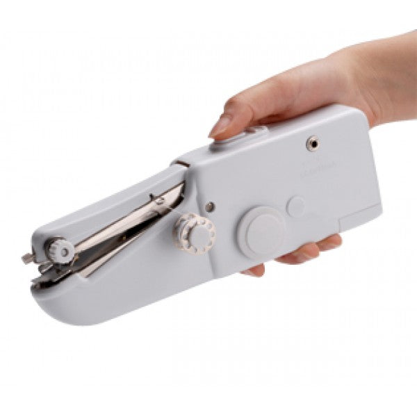 Manufacturer photo of the exact gray Michley ZDML-2 handheld sewing machine held in one hand