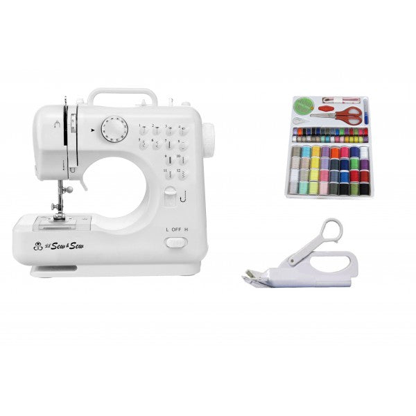Desktop sewing machine with sewing kit and electric scissors LSS-505+ Combo